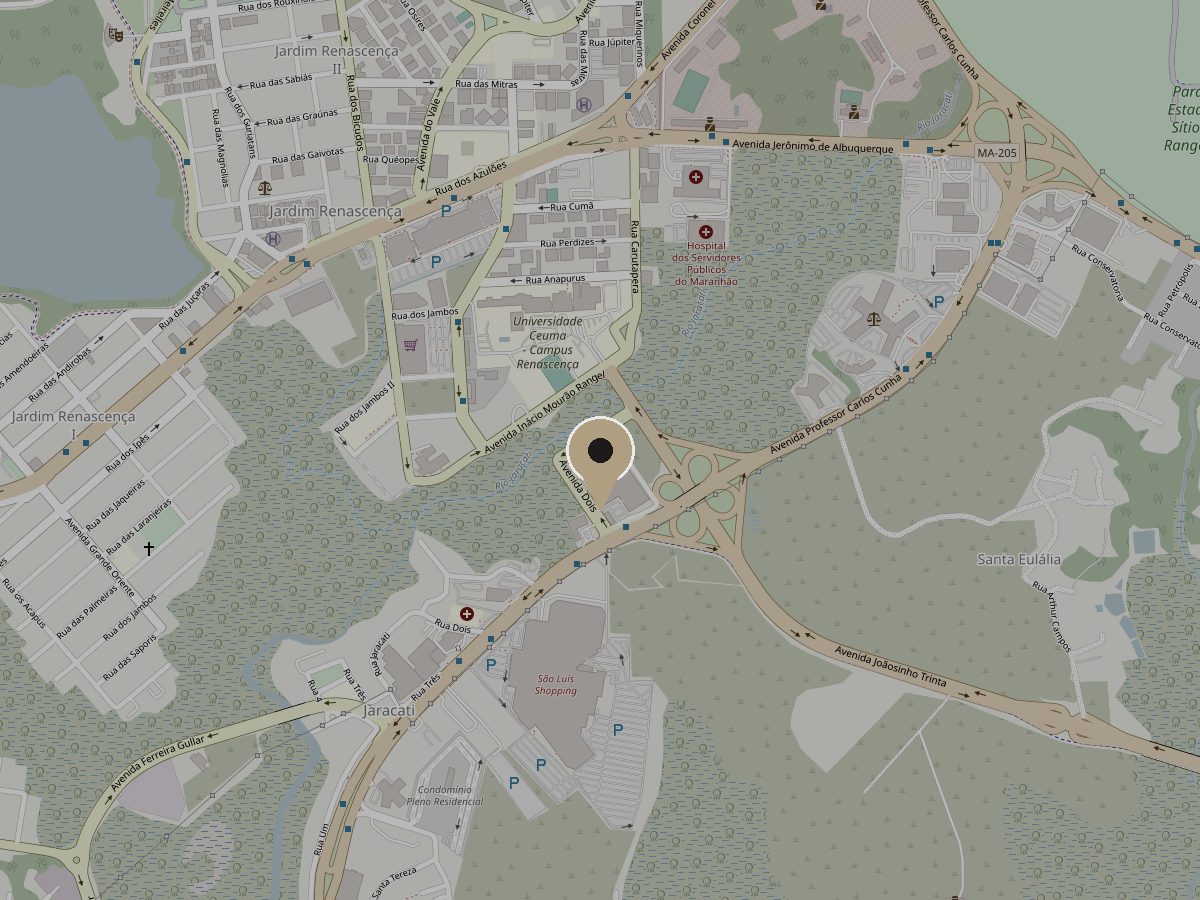 Mapa com a localização do Ed. Empresarial Jaracaty, na Av. Dois, em São Luís